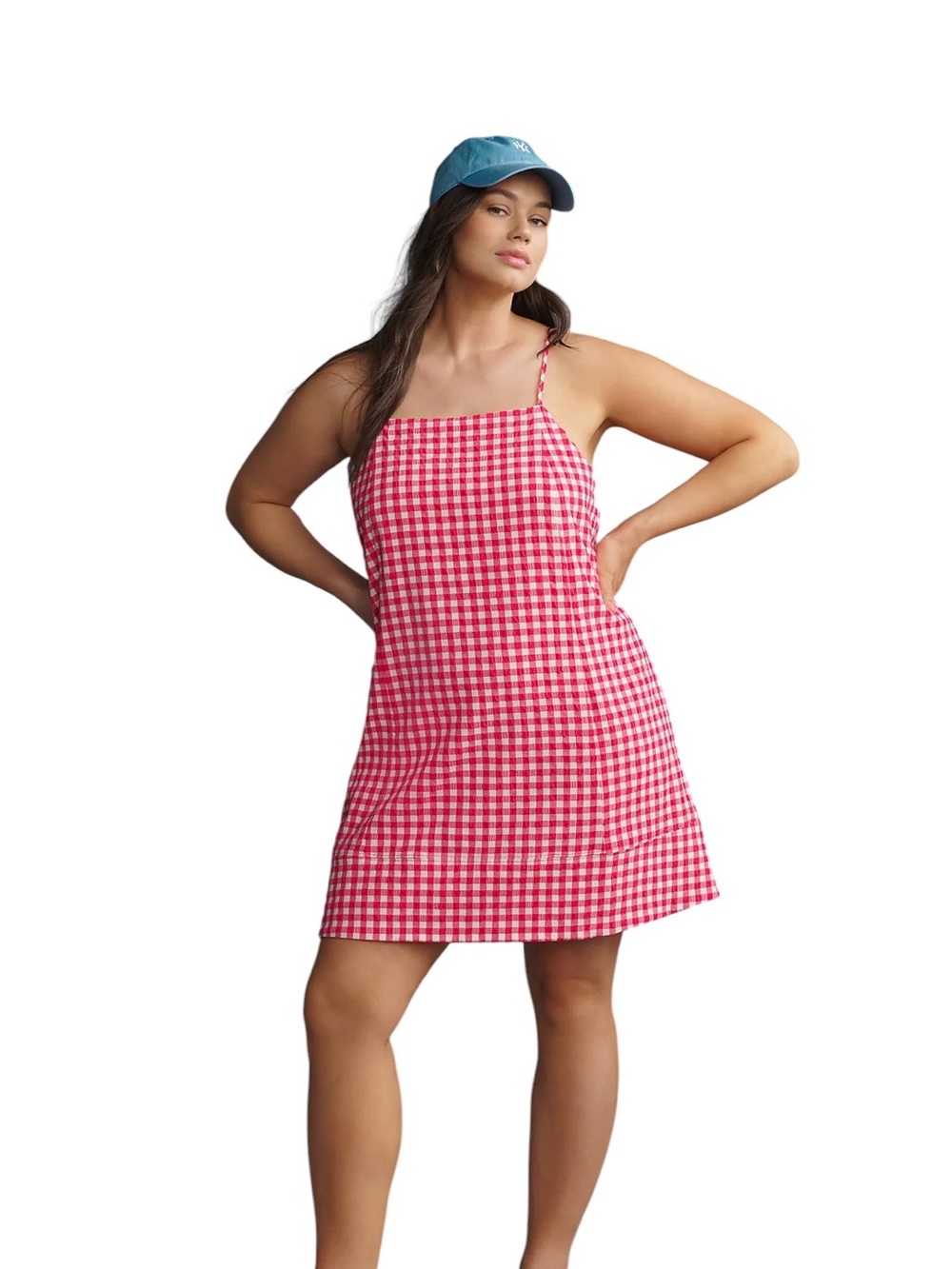 Maeve by Anthropologie Apron-Style Gingham Mini Dress Pink Size XL